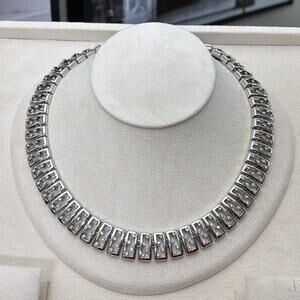 D’Orlan Rhodium Plated Necklace with Swarovski Crystals 16” Length